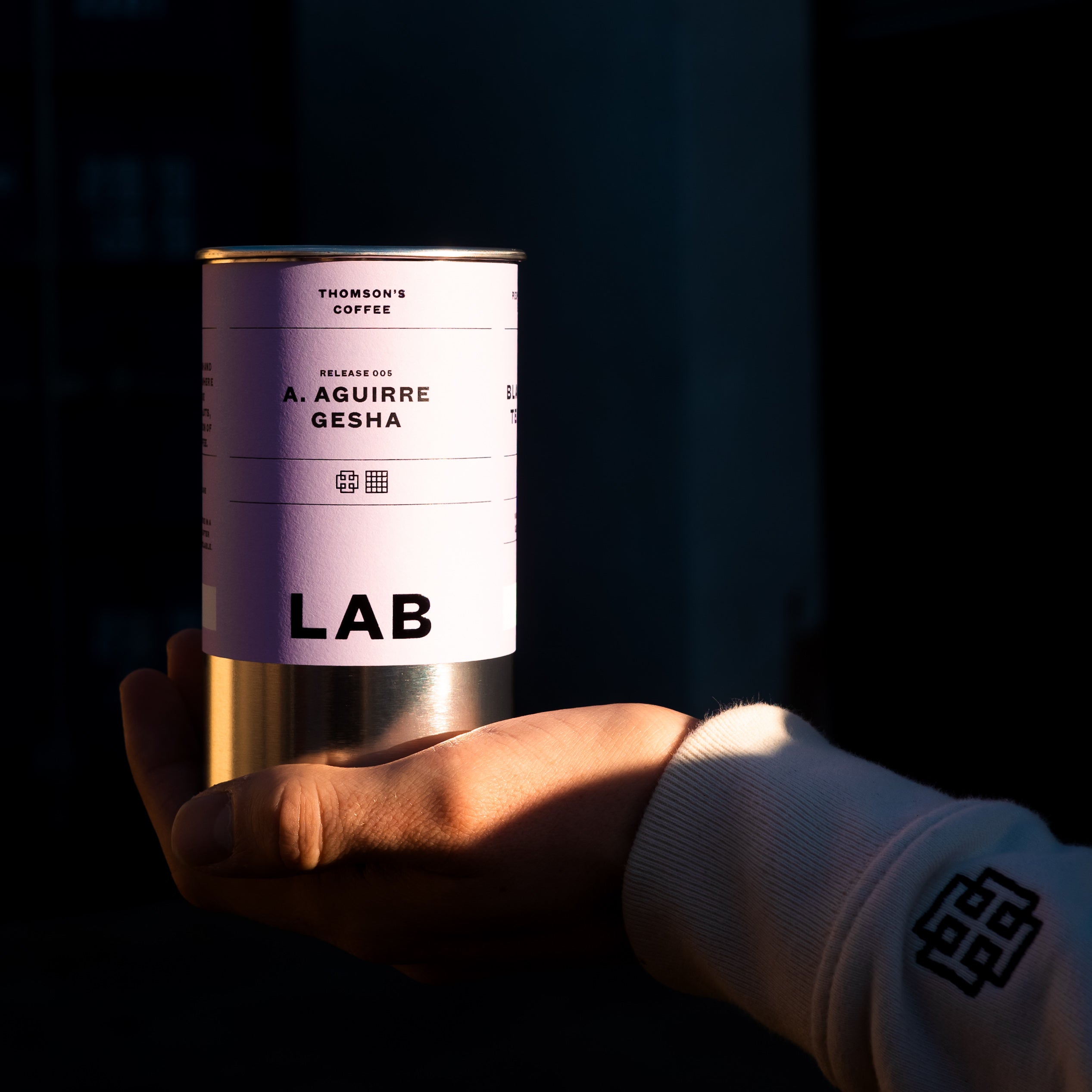 LAB Release 005 tin on display.