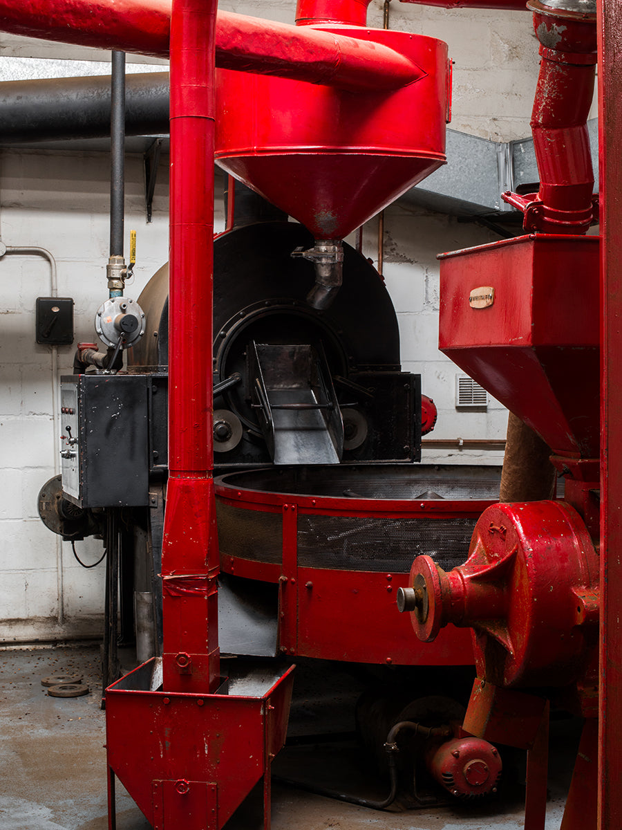 The red drum roaster at our roastery