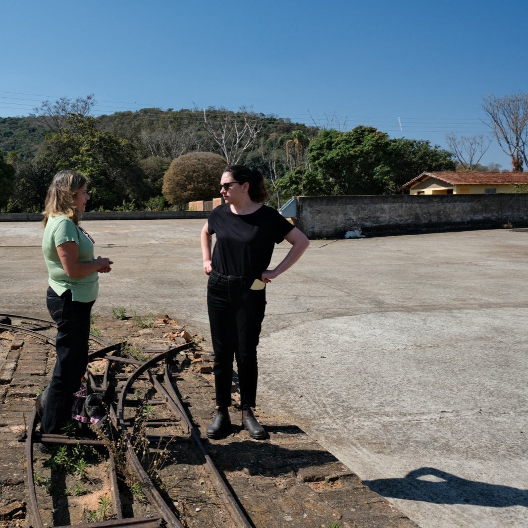 Patricia Coelho chatting with Bruna Costa  of Bossa Coffee on Patricia's farm.